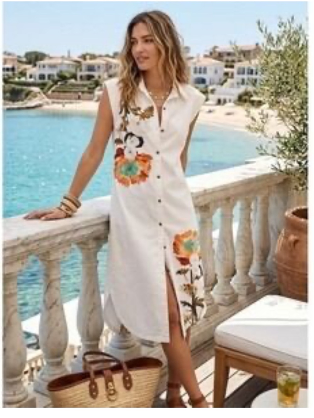 Maeve for Anthropologie Sleeveless Midi Shirtdress, Sz M, EUC